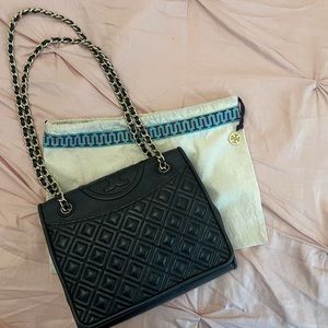 Tory Burch Black Leather Convertible Shoulder Bag